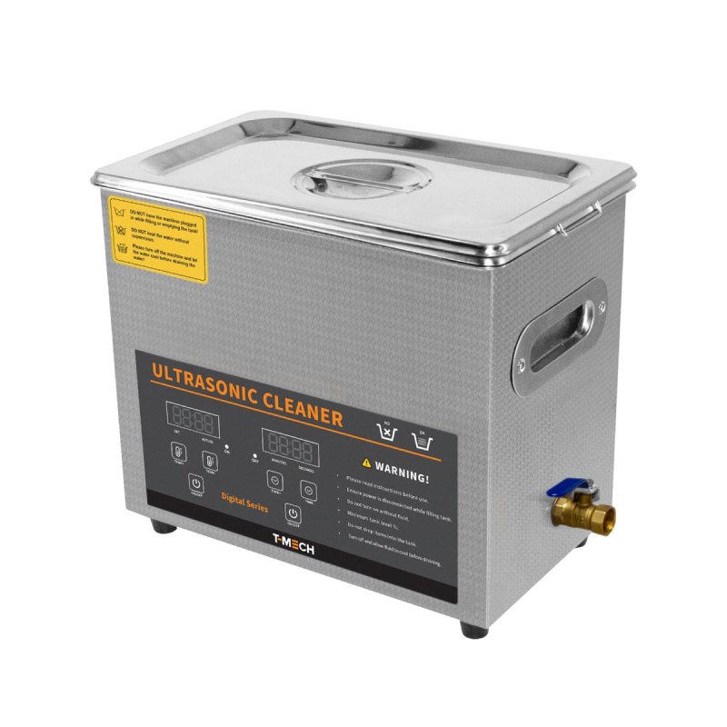 Digital Ultrasonic Cleaner 6L Professional Commercial Stainless Steel Ultra Sonic Bath Cleaning Tank Machine 1-30 Minute Timer 0-80C Heater 40kHZ Jewellery Metal Parts Wire Basket & Vinyl Adaptor