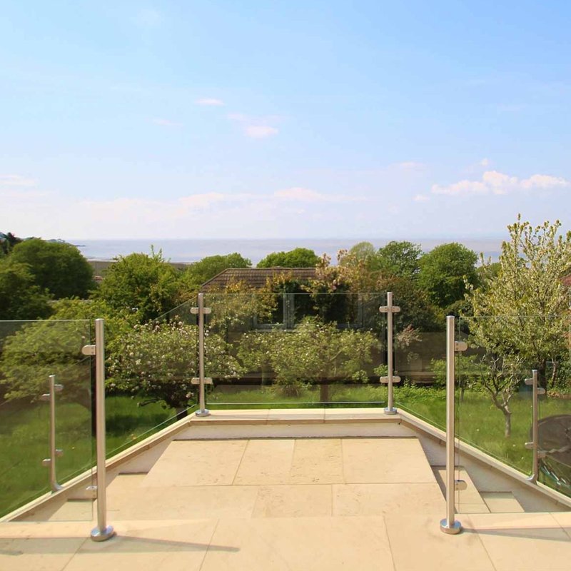 MonsterShop Stainless Steel Balustrade 1100mm High Mid Post, Decking Landing Staircase, Brushed Metal