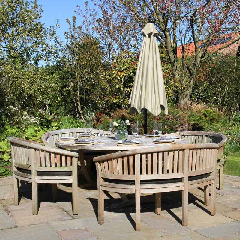 3m Cantilever Garden Parasol Banana Hanging Umbrella Winding Crank Shade Patio Outdoor Sun Shade Tilt UV Protection | Cream Square Base