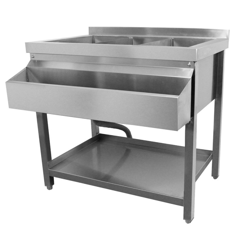 KuKoo Cocktail Bar Station Free Standing Stainless Steel Bar Sink Workstation Insulated Ice Wells