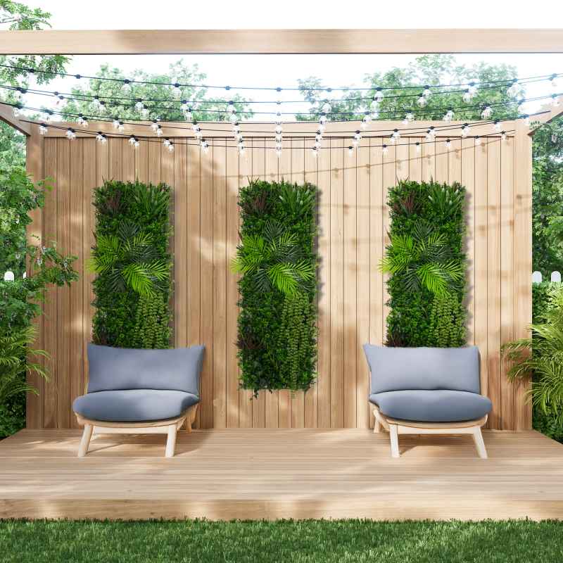 2Pcs Artificial Plant Wall Panel 50 x 150cm Alina Living Foliage Greenery Tiles Indoor Outdoor Weather & UV Resistant Grass Fence Hedge Privacy Backdrop Garden Home Decor Snap & Lock Fixings Included
