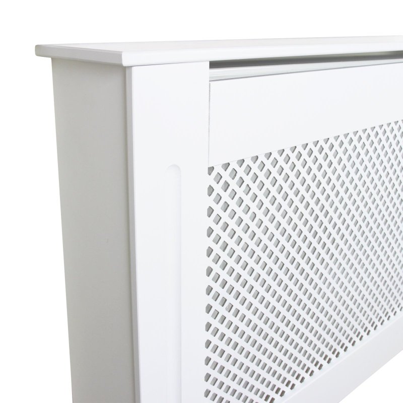 Radiator Cover White MDF Trellised Grill Modern Cabinet Shelf 1115mm