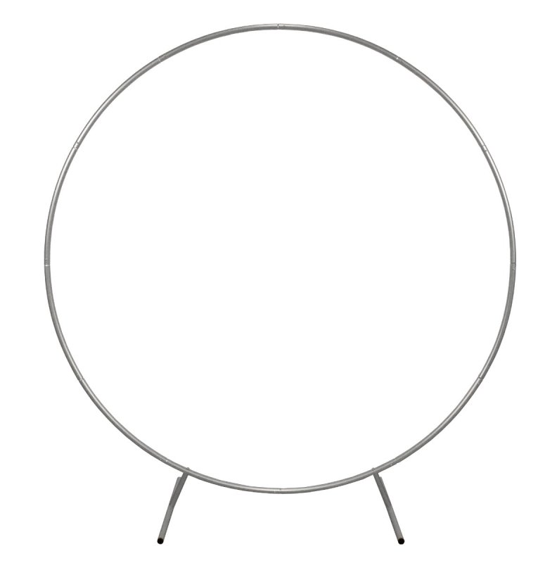 Wedding Moongate Silver Arch 2m/ 200cm  & Weeping Willow Light Up Tree Warm White LED Metal Flat Base Arbour Background Decor Flower Balloon Circle Hoop Frame Outdoor Backdrop  Decoration Prop