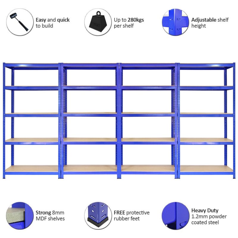 3 x 90cm Blue Shed Utility Greenhouse Storage Racks Garage Shelving Bays 4200kg