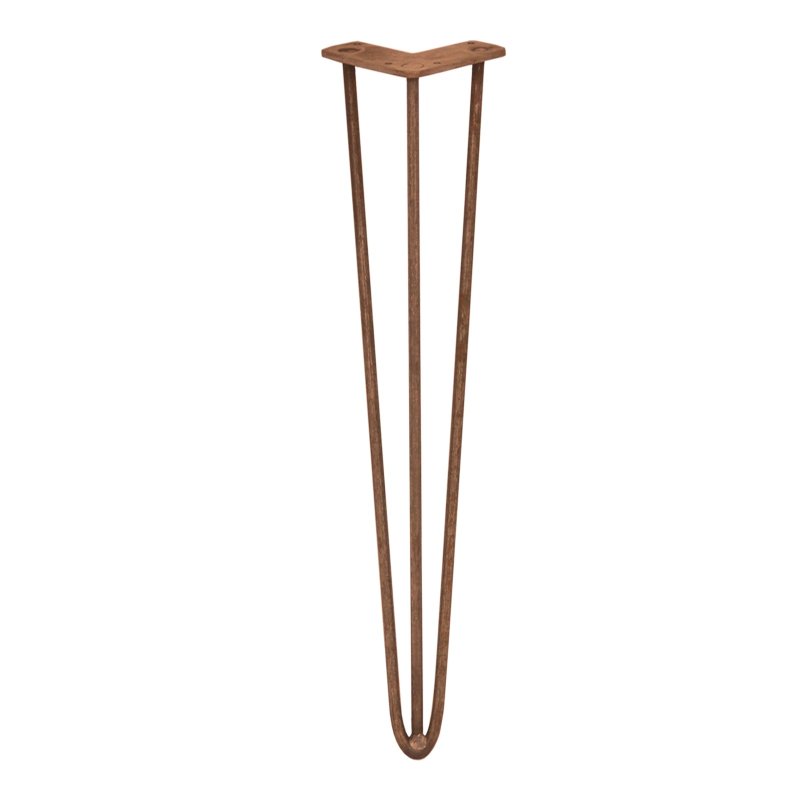 4Pcs Hairpin Table Legs DIY Furniture Upcycle Industrial Style Heavy-duty Sturdy Welded Metal Steel With FREE Screw Pack And Protector Feet Antique Copper 3 Prong Rods 28 Inch Height 12mm Thickness