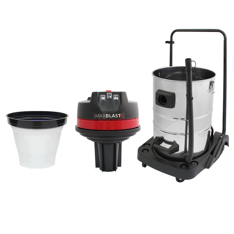 Industrial Vacuum Cleaner 80L Wet & Dry 4 Attachments Commercial Cleaning 3000W Triple Motor Stainless Steel Cloth Filter 1.5m Hose 9m Cable Bagless or Bagged 3 x FREE Hoover Bags