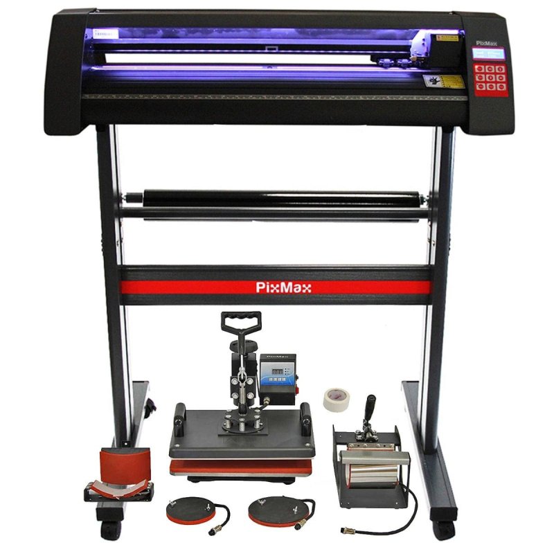 LED Vinyl Cutter Plotter, 5 in 1 Heat Press Machine, Signcut Pro Software Sublimation Printing Transfer Starter Customise Complete Bundle