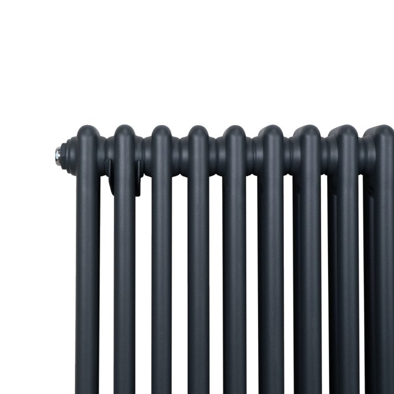 Traditional 2 Column Radiator 300mm x 1012mm Modern Central Heating Heater Anthracite Matt Grey Carbon Steel Horizontal Wall Mounted Kitchen Living Room Bathroom Cleaning Brush Fixing Kit & Brackets