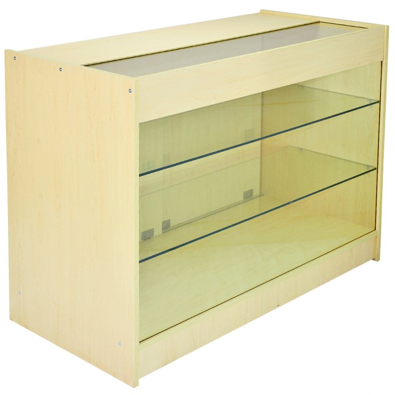 MonsterShop Saturn Shop Counters Set & Glass Retail Showcase Cabinet Display, Maple, Melamine MDF