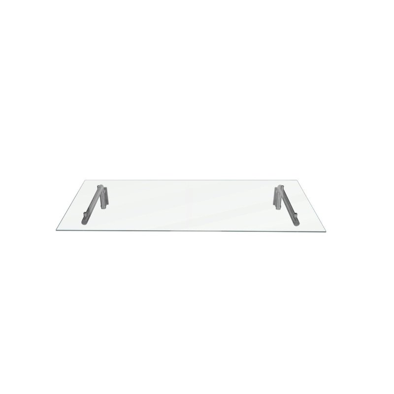 MonsterShop 1200 x 800mm Glass Canopy, 4 Stainless Steel Brackets, Front/Back Door Porch Shelter