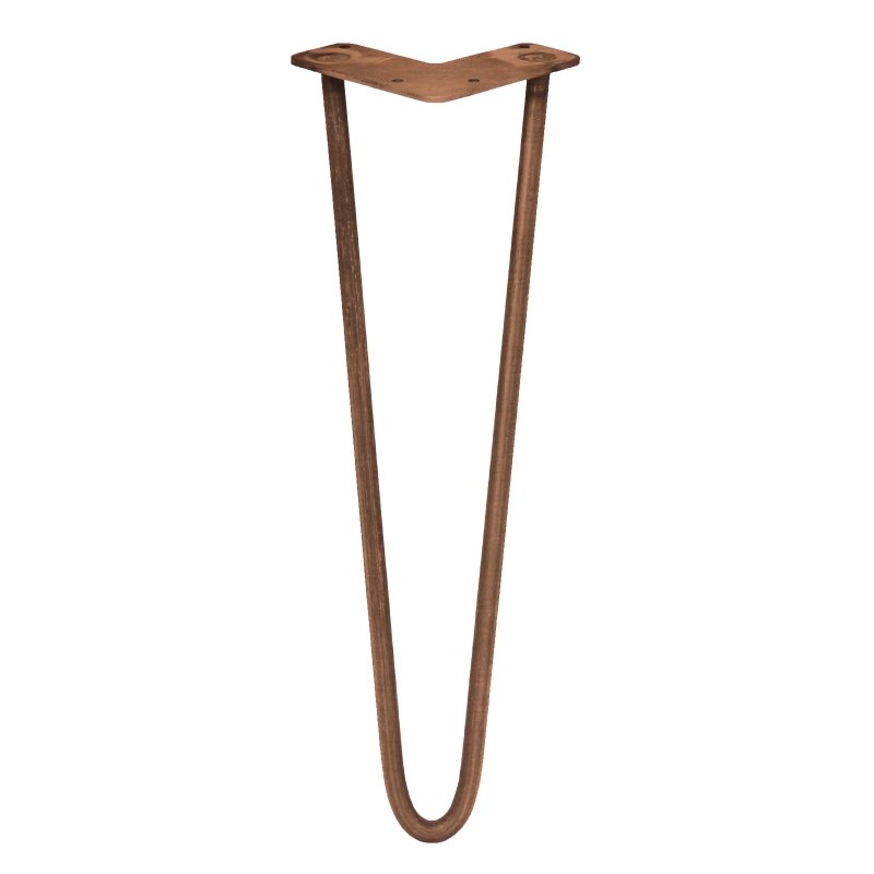 4Pcs Hairpin Table Legs DIY Furniture Industrial Style Desk Heavy-duty Sturdy Weld Steel Metal With FREE Protector Feet And Screw Pack Antique Copper 2 Prong Rods 16 Inch Height 10mm Thickness