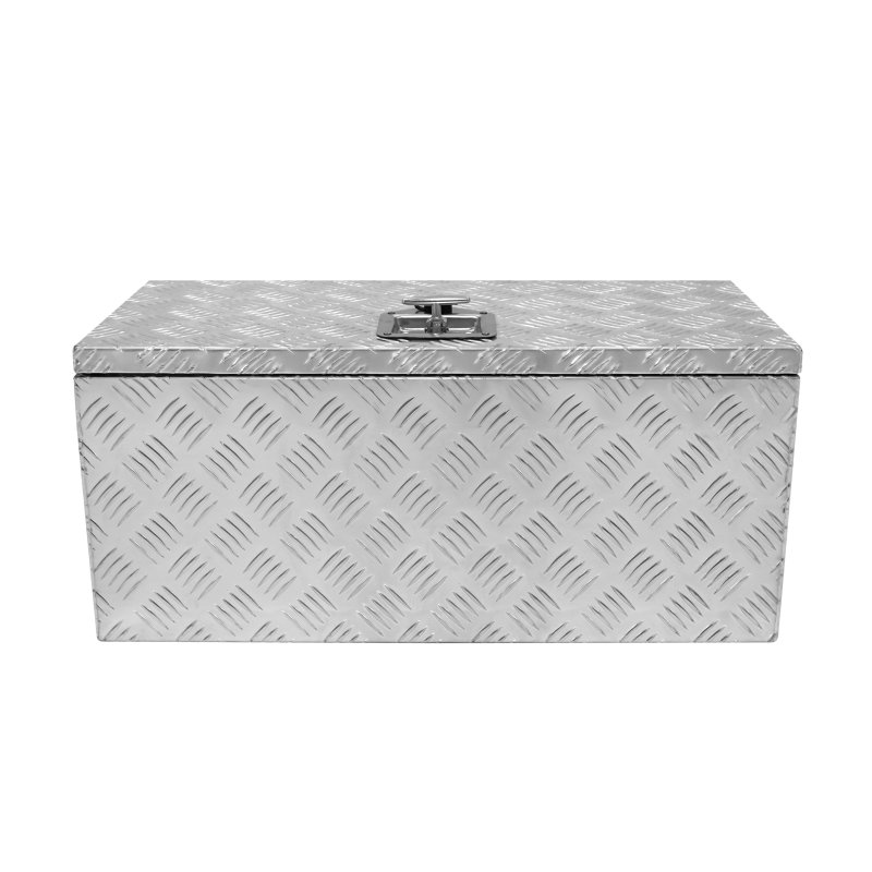Aluminium Tool Box 70L Lockable Chest 2 Keys Trailer Truck Van Locker Boxes Storage Heavy Duty Checker Plate Rubber Base Liner & Seal Gas Struts Carry Case Large 28