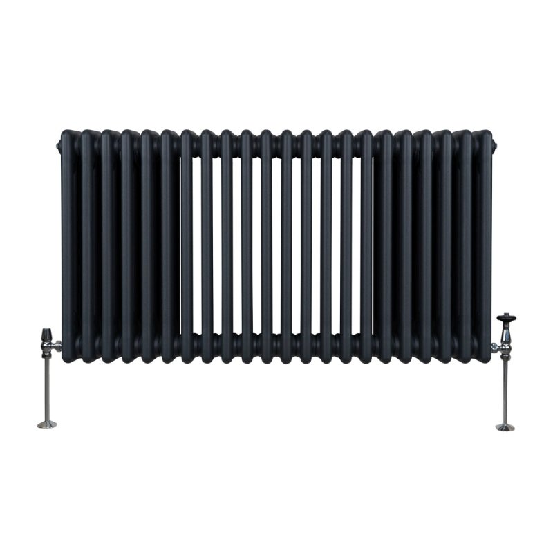 Traditional 3 Column Radiator 600mm x 1012mm Modern Central Heating Heater Matt Anthracite Grey Carbon Steel Horizontal Wall Mounted Kitchen Living Room Bathroom Cleaning Brush Fixing Kit & Brackets