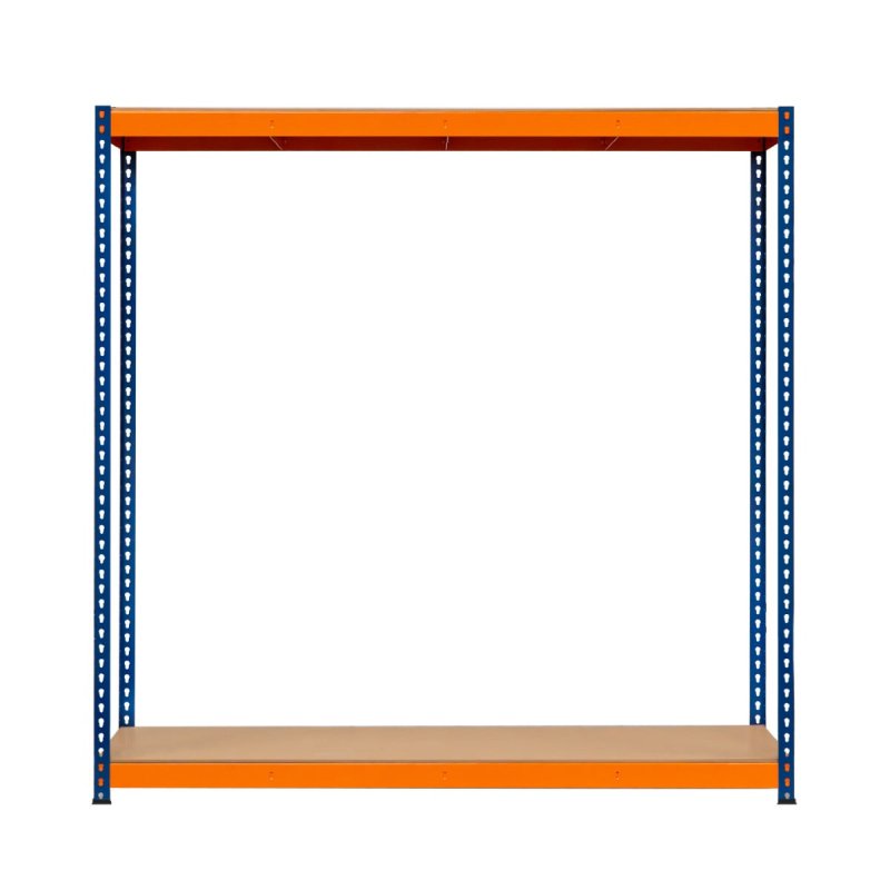 Garage Racking S-Rax Shelving Unit 2 Shelf 180cm x 180cm x 60cm Rack Heavy Duty Steel 300kg Capacity Per Shelf Adjustable Layout Boltless Assembly Rubber Feet 3 Reinforced Support Bars Warehouse