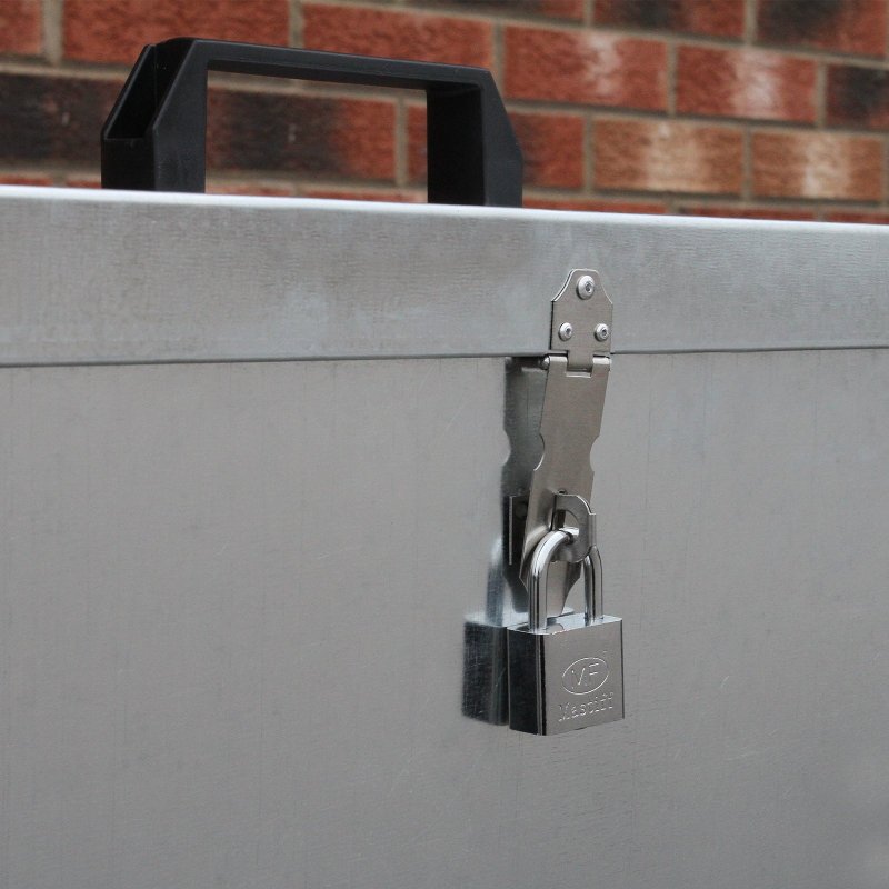 Large Storage Feed Bins 64L Galvanised Metal Waterproof Rodent Proof Outdoor Farm Garden Stables Animal Lockable Container Free Pad Lock | 2 Compartments
