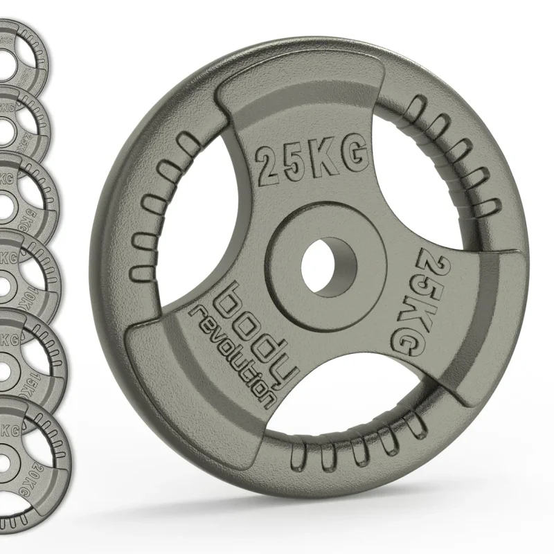 Olympic Tri Grip Rubber Weight Plates Black Pairs & Sets 25kg