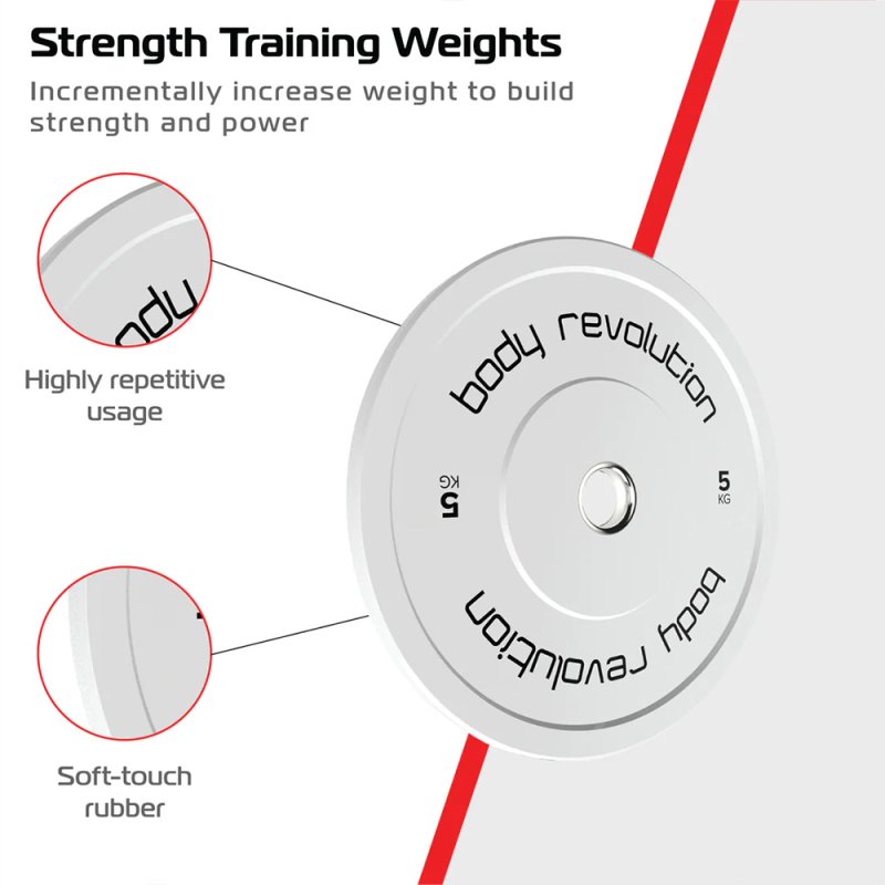 Body Revolution Olympic Bumper Plates 60kg set (2 x 5kg) + (2 x 10kg) + (2 x 15kg)