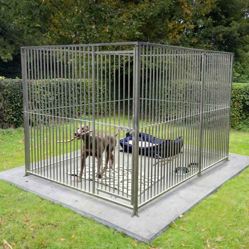 Dog Run Panels Galvanised Steel Kennel Heavy Duty Walk In Animal Enclosure Pen Fence Playpen Outdoor Support Bar 5cm Bar Spacing 1.84m x 1.5m Modular FREE Ground Fixing Brackets & Fixing Kit