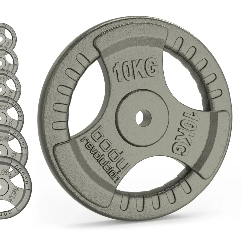 Cast Iron Weight Plates 1" Standard Tri Grip Pairs 10kg PAIR