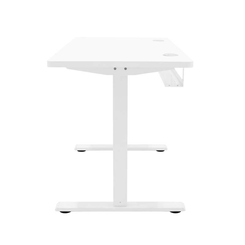 Electric Standing Desk 120 x 60cm White Height Adjustable Ergonomic Sit Stand Computer Workstation Built In Drawer USB A & C Charging Cable Holes & Tray Bag Hook Office Table Timer Memory Smart Panel