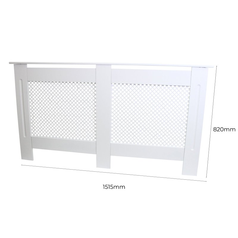 Radiator Cover White MDF Trellised Grill Modern Cabinet Shelf 1515mm