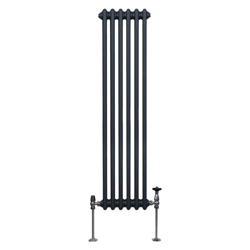 Traditional 3 Column Radiator 1500mm x 292mm Modern Central Heating Heater Matt Anthracite Grey Carbon Steel Vertical Wall Mounted Kitchen Living Room Bathroom Cleaning Brush Fixing Kit & Brackets