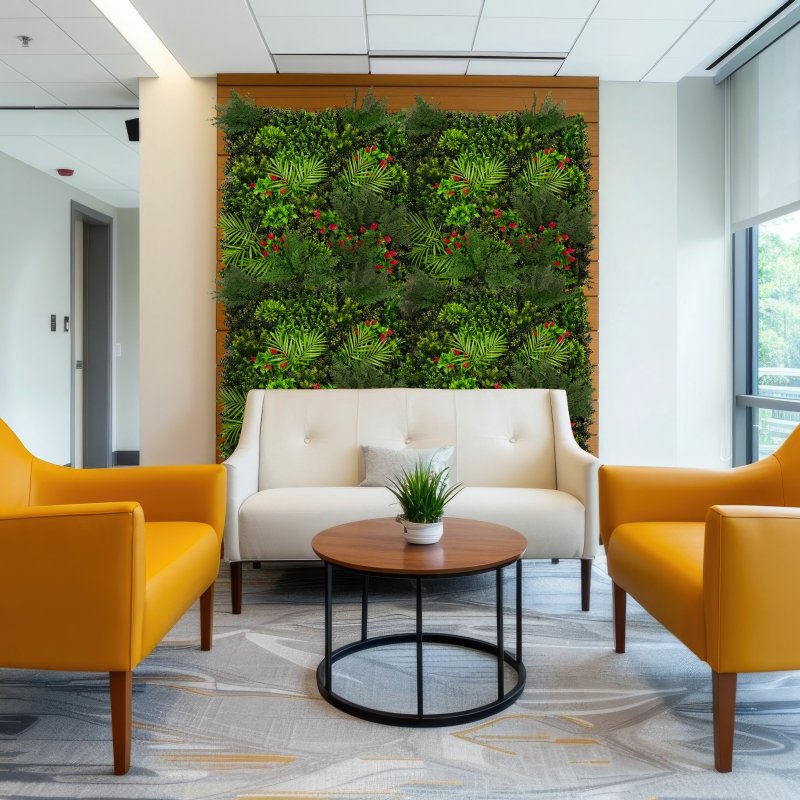 Artificial Plant Wall Panel 100 x 100cm Mira Living Foliage Greenery Tiles Indoor Outdoor Weather & UV Resistant Grass Fence Faux Hedge Privacy Backdrop Garden Home Decor Snap & Lock Fixings Included