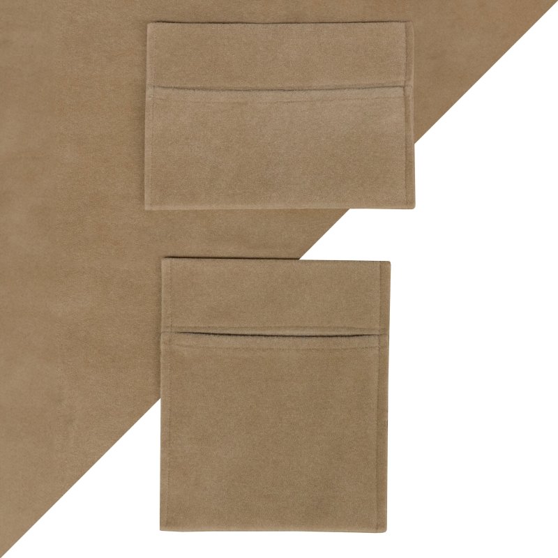 Camper Van Lining & 2 x Storage Pouches Beige Carpet 4 Way Stretch 2m Wide 11m2 Coverage Car Motorhome Vehicle Interior Campervan Conversion 2 Size Tool Paperwork Document Pocket Organiser Holder
