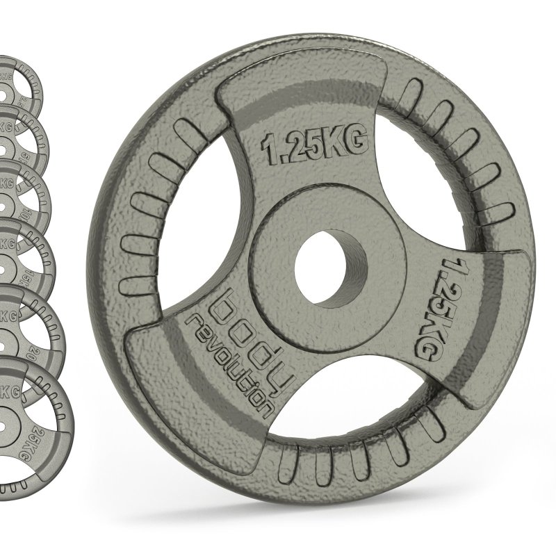 Cast Iron Weight Plates 1" Standard Tri Grip Pairs 1.25kg