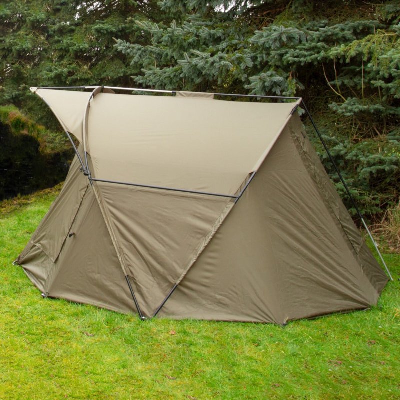2 Man Fishing Bivvy Tent with Overwrap Carp Fishing Dome Overnight Shelter Angler Camping Waterproof Tackle Brolly System Pram Hood PVC Window FREE Neoprene & PVC Shoe Mat Carry Bag & Mallet Included