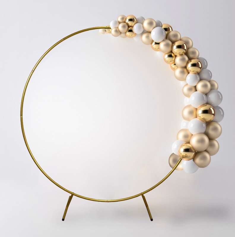Wedding Moongate Gold Arch 2m/ 200cm  & Weeping Willow Light Up Tree Warm White LED Metal Flat Base Arbour Background Decor Flower Balloon Circle Hoop Frame Outdoor Backdrop  Decoration Prop