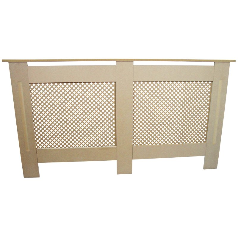 Radiator Cover Natural Unfinished MDF Trellised Grill Modern Cabinet Shelf 1515mm