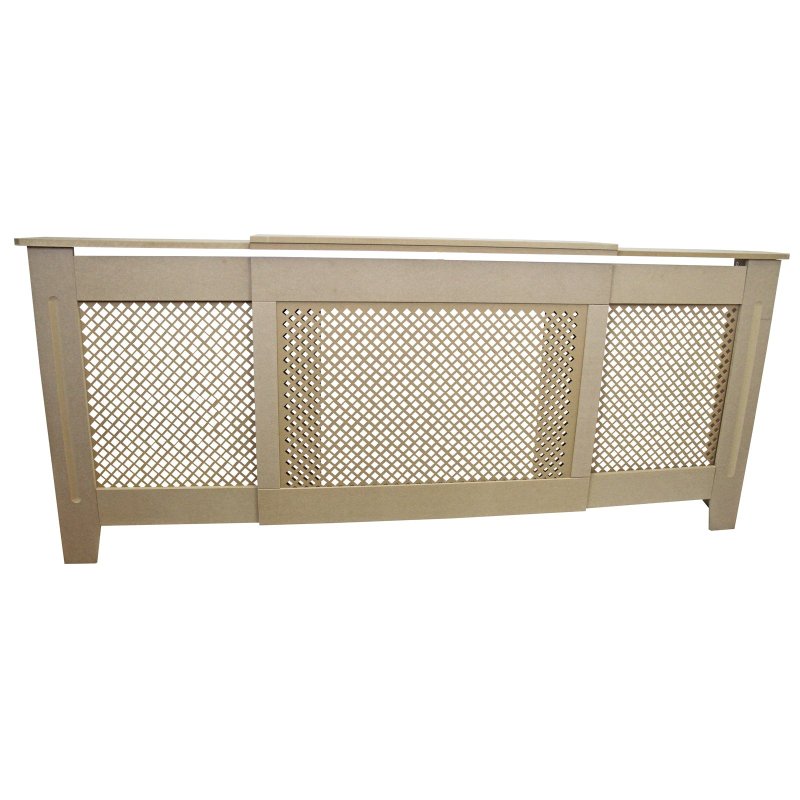 Adjustable Radiator Cover Natural Un-Finished MDF Trellised Grill Modern Cabinet Shelf 1400mm - 1920mm