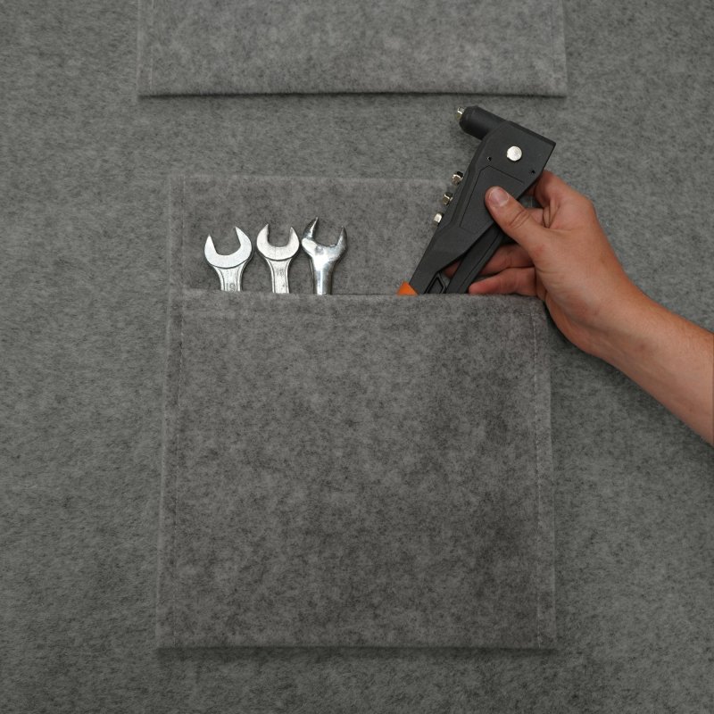Fabric Storage Pouches 2 Pack 2 Sizes Smoke Grey Car Motorhome Camper Van Matching Lining Tool Paperwork Document Pocket Organiser Holder Accessories Portable Fixed 100% Polypropylene 3mm Thick