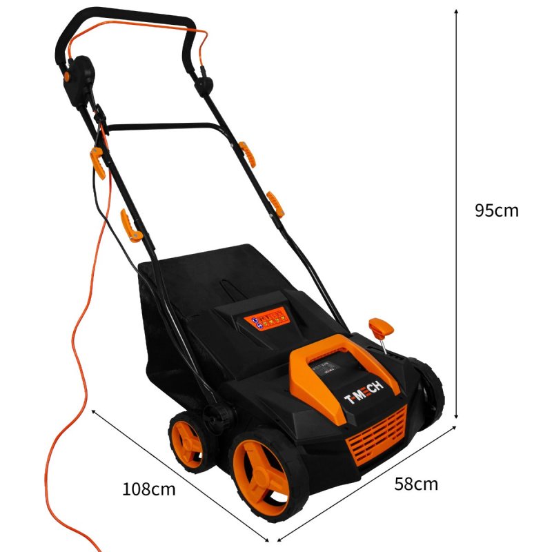 Artificial Grass Power Brush Rake Hoover Vacuum Lawn Cleaner Electric Leaf Twig Sweeper Self Propelled 380mm Outdoor 50L Collection Bag 12m Cable 5 Adjustable Heights 12.2kg Lightweight 3500RPM 1800W