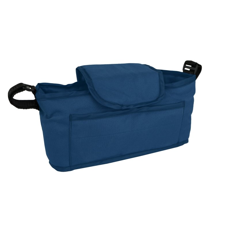 Pet Stroller Caddy Organiser Navy Blue Pushchair Pram Travel Accessory Bag Detachable Hook & Loop Straps Elastic Cup Pouch Front Pocket Large Capacity Multifunctional Waterproof Oxford Fabric
