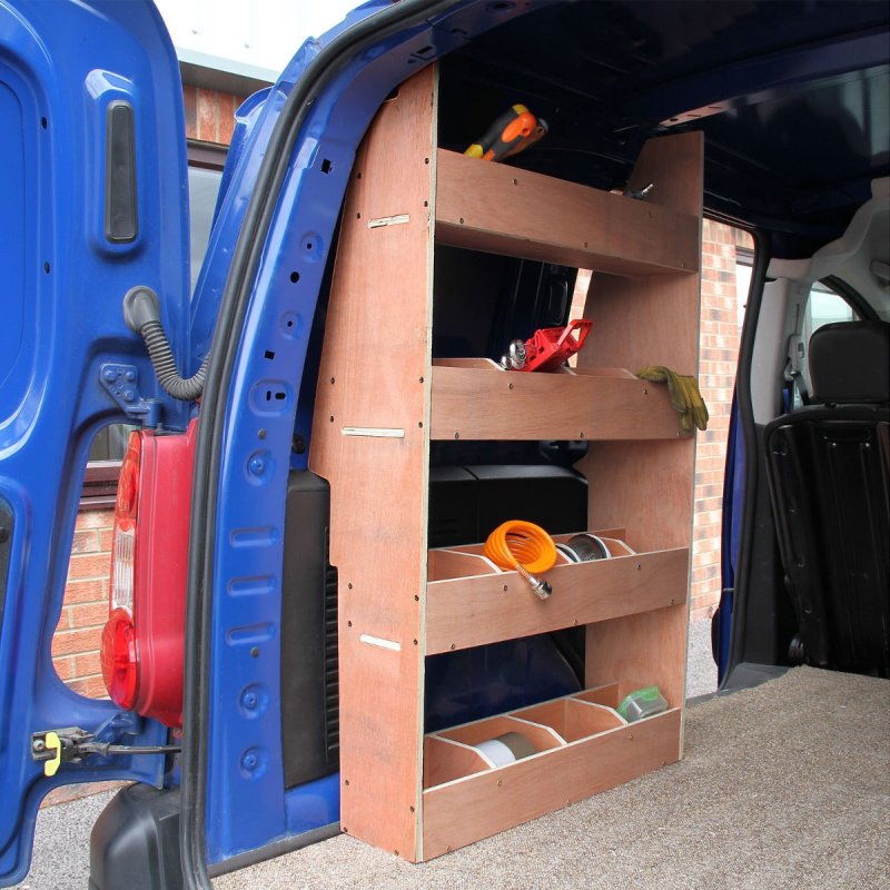 Camper Van Lining Carpet 11m2 Black 4 Way Super Stretch & Citroen Berlingo Van Racking Plywood Tool Storage Utility Ply Toolbox Transporter Shelves Rack Unit Motorhome 5 x Adhesive Glue Cans Kit