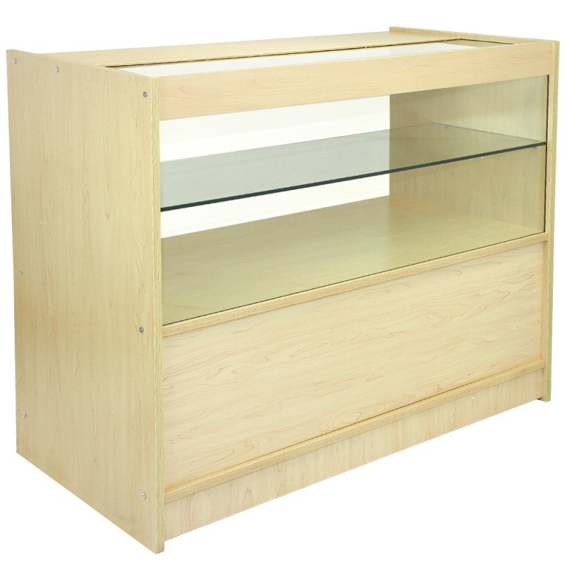 MonsterShop C1200 Shop Counter Glass Retail Showcase Display Cabinet, Maple, 120cm x 90cm x 60cm