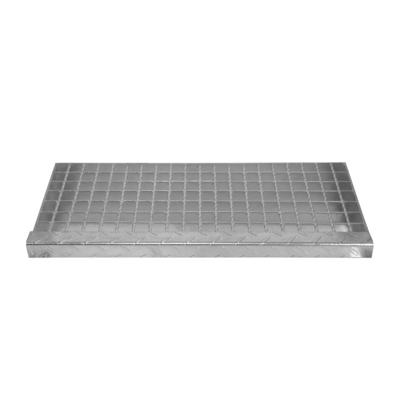 Metal Staircase Additional 1 Step Adjustable Height 60cm / 600mm Wide Galvanised Steel Silver Steps Weatherproof Grate Outdoor Garden Patio Modular Stairs 5mm Rod Thickness FREE Fixing Kit