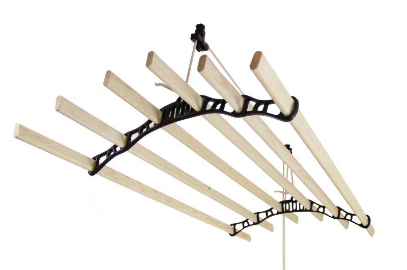Clothes Airer Ceiling Pulley Maid Traditional Mounted Clothing Dryer 6 Lath Laundry Drying Rack Rail 2m Black