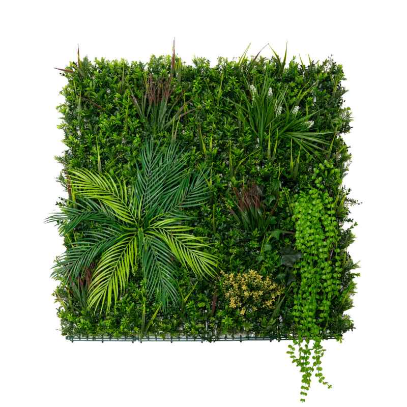 Artificial Plant Wall Panel 100 x 100cm Alina Living Foliage Greenery Tiles Indoor Outdoor Weather & UV Resistant Grass Fence Faux Hedge Privacy Backdrop Garden Home Decor Snap & Lock Fixings Included