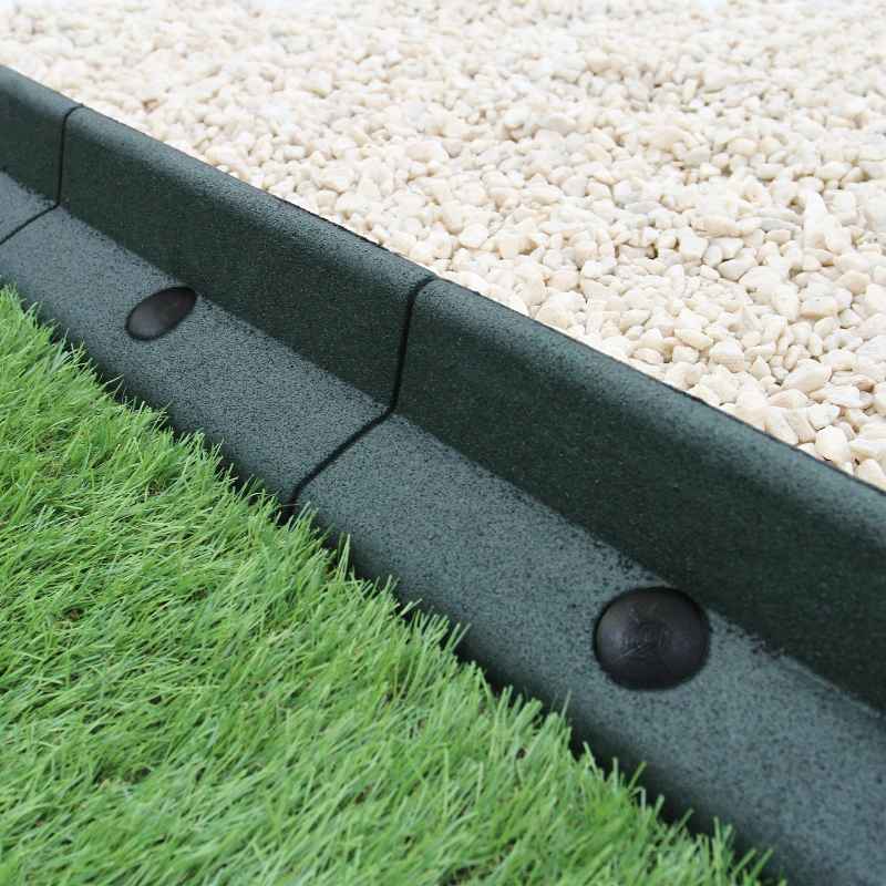 Flexible Lawn Edging Garden Border Grass Pathways Path Edge Vegetable Plot Flowerbed Raised Borders Rubber Artificial Grass Green | Pack of 26 x 1.2m