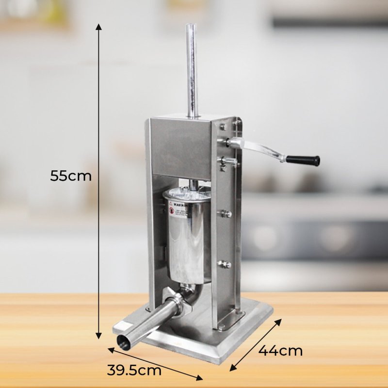 Sausage Stuffer And Clipper Set Vertical Machine - 3L Meat Stuffing Maker Kit With 5 Size Professional Filling Nozzles Steel Clipping Sealing Butchers Commercial FREE 2000 U-Shape Clips