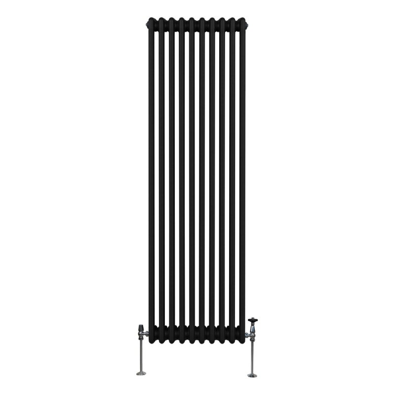 Traditional 3 Column Radiator 1800mm x 472mm Modern Central Heating Heater Matt Black Carbon Steel Vertical Wall Mounted Kitchen Living Room Bathroom Cleaning Brush Fixing Kit & Brackets