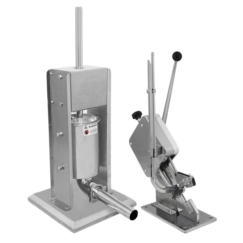 Sausage Stuffer And Clipper Set Vertical Machine - 7L Meat Stuffing Maker Kit With 5 Size Professional Filling Nozzles Steel Clipping Sealing Butchers Commercial FREE 2000 U-Shape Clips