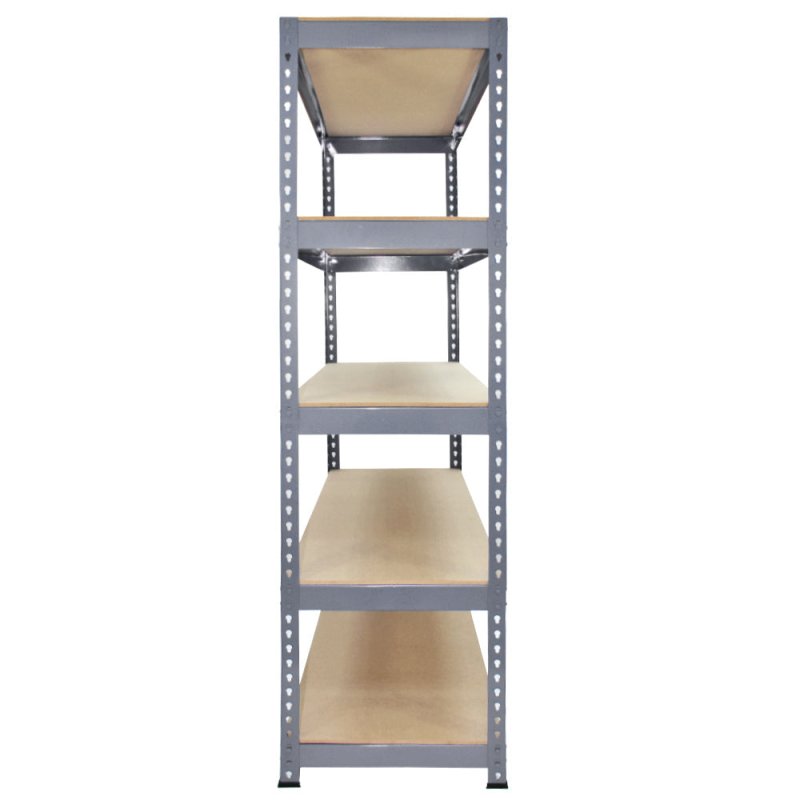 10 x Grey Racking Bay Unit 5 Tier Heavy Duty Steel Metal 200kg capacity Per Shelf Garage Shelves Storage Warehouse Shed Workshop Boltless Shelving 120 x 50 x 180cm Free Rubber Mallet