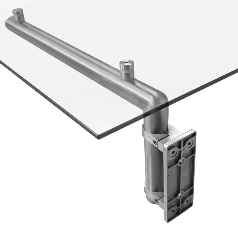 MonsterShop 1440 x 800mm Glass Canopy, 4 Stainless Steel Brackets, Front/Back Door Porch Shelter
