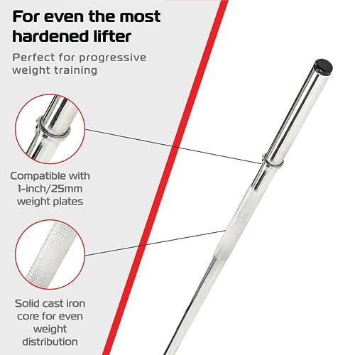 1.2m 1" Barbell and Cast Iron Weight Plate Sets, Bar + 2.5kg Pairs (5kg Set)