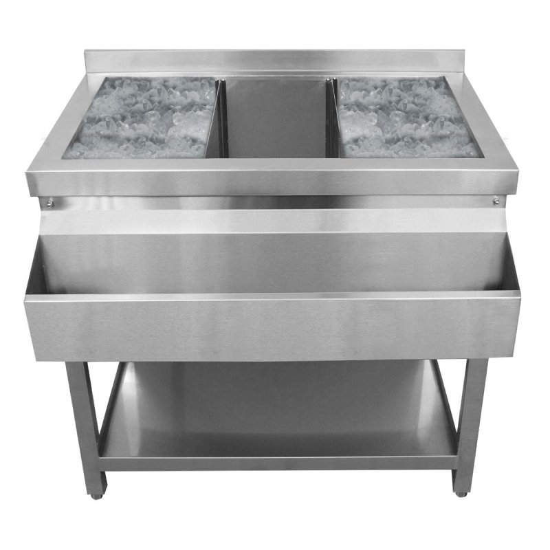 KuKoo Cocktail Bar Station Free Standing Stainless Steel Bar Sink Workstation Insulated Ice Wells