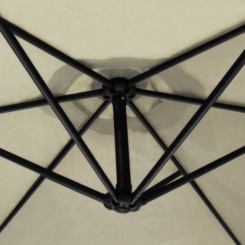 3m Cantilever Garden Parasol Banana Hanging Umbrella Winding Crank Shade Patio Outdoor Sun Shade Tilt UV Protection | Cream Square Base